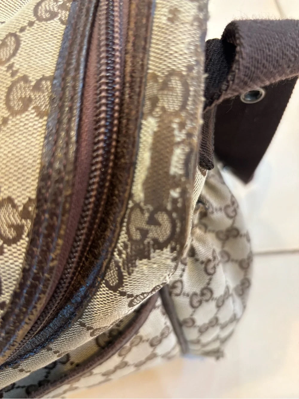 Gucci Beige & Brown GG Canvas Messenger Baby Bag